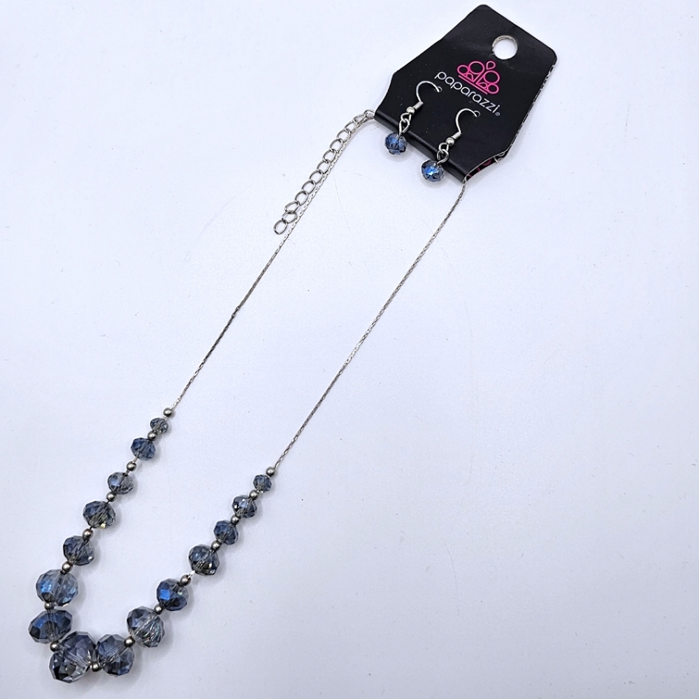Crystal Carriages Blue Crystal Necklace & Earrings Combo Costume Jewelry Beaded